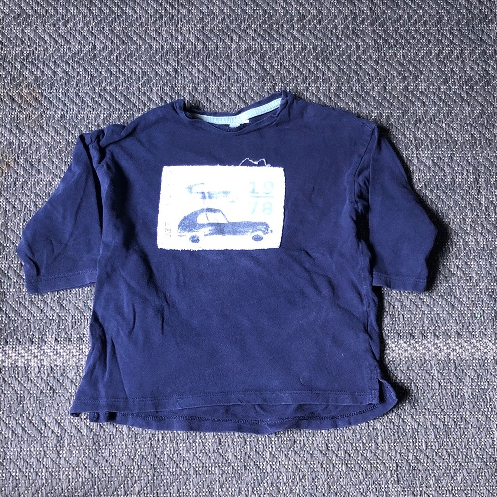 H&M Navy Long-Sleeve Tee with Car Graphic